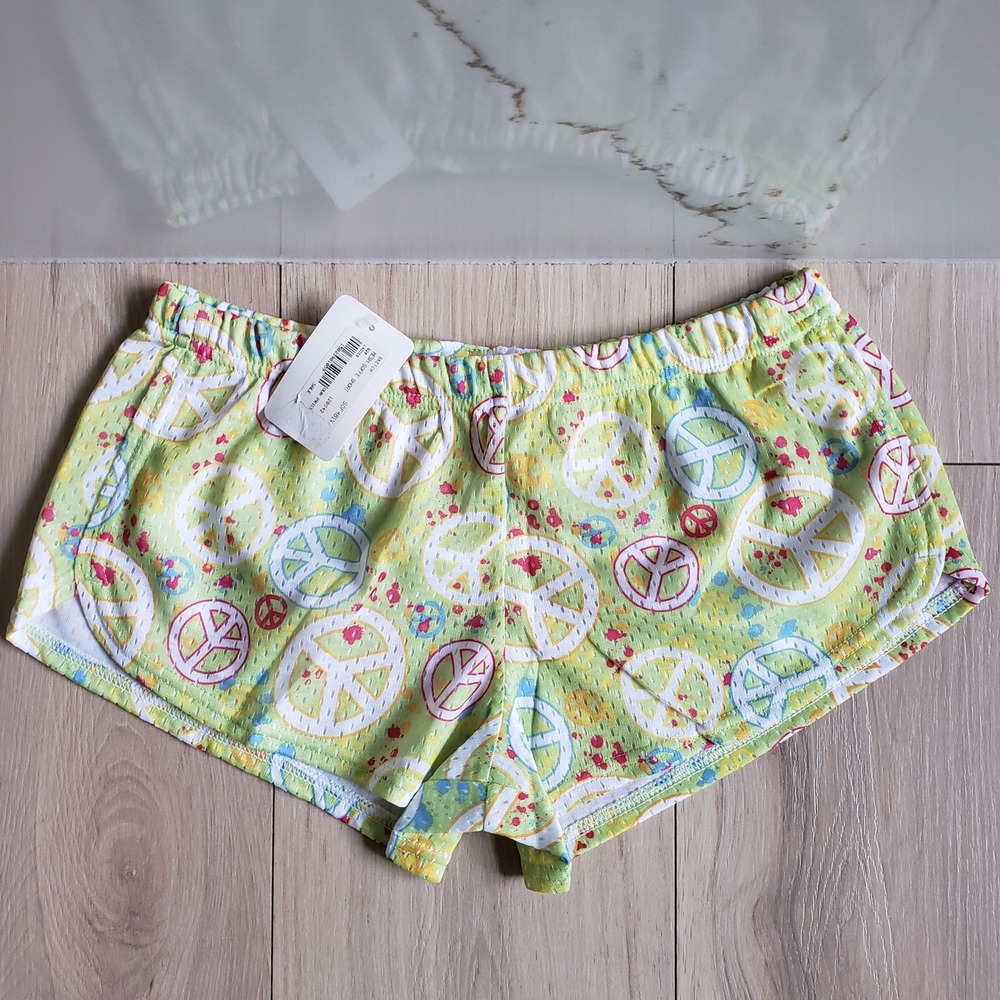 Soffe Mesh Shorts Womens S Peace Low Rise Elastic Waist Cheer Running Gym Y2K - Picture 6 of 7